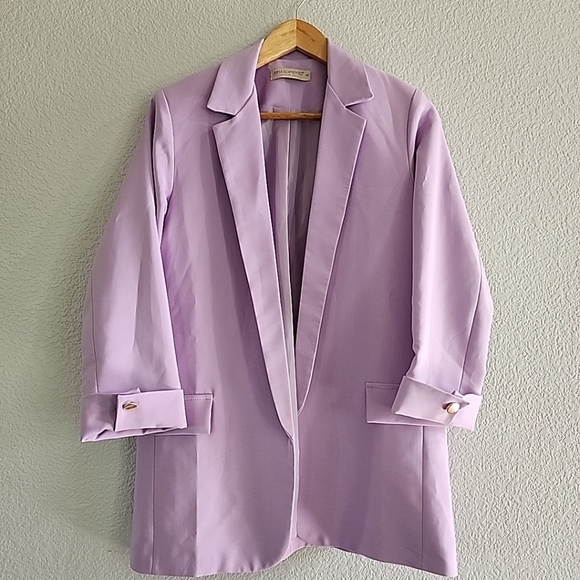 Spring Lilac Lavendar Open Blazer Long Casual Modest Church Wear Size Medium - Picture 8 of 15